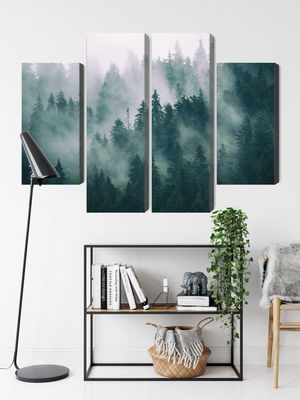 Ljuddämpande tavla - Fog in the green forest