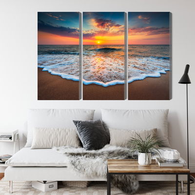 Ljuddämpande tavla - Sunset on the sea 3d