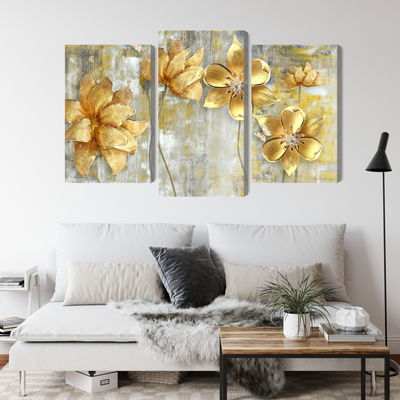 Ljuddämpande tavla - Decorative flowers in shades