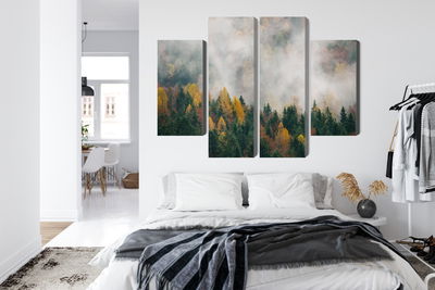 Ljuddämpande tavla - Autumn forest in fog 3d