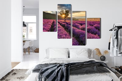 Ljuddämpande tavla - Lavender field at sunset 3d