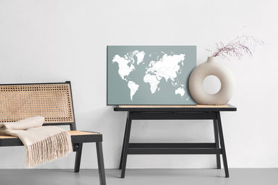 Ljuddämpande tavla - World map on a gray