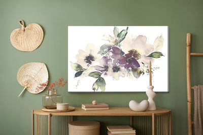 Ljuddämpande tavla - Leaves and flowers painted