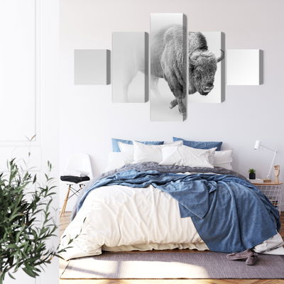 Ljuddämpande tavla - Bison in the fog 3d