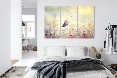 Ljuddämpande tavla - A bird among wild flowers