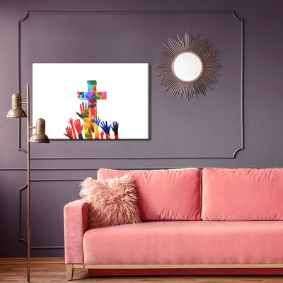 Ljuddämpande tavla - Colorful christian cross