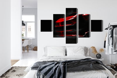 Ljuddämpande tavla - Red sports car 3d