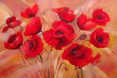 Ljuddämpande tavla - Red poppies like painted