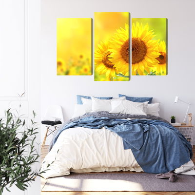 Ljuddämpande tavla - Blooming sunflowers 3d