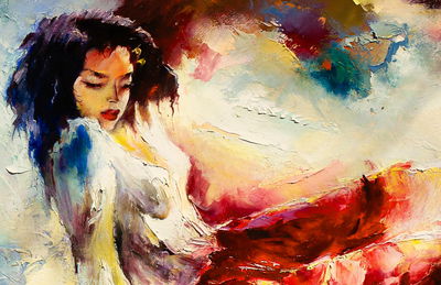 Ljuddämpande tavla - Oil painting of a beautiful