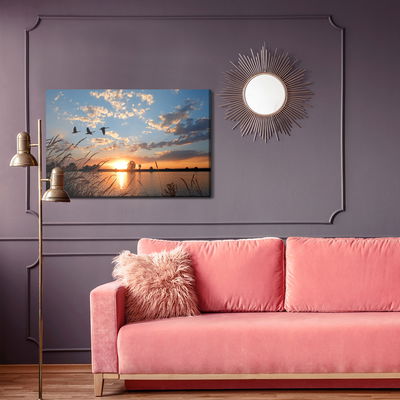 Ljuddämpande tavla - Birds at sunset
