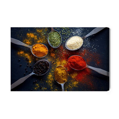 Ljuddämpande tavla - Coloured spices on spoons