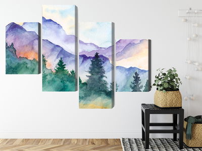 Ljuddämpande tavla - Painted mountain landscape