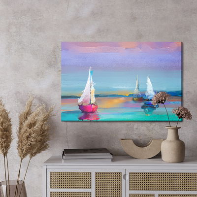 Ljuddämpande tavla - Abstract sailing ships on sea