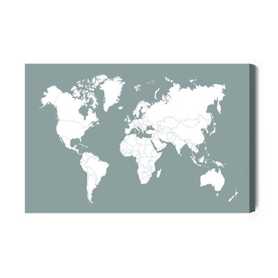 Ljuddämpande tavla - World map on a gray
