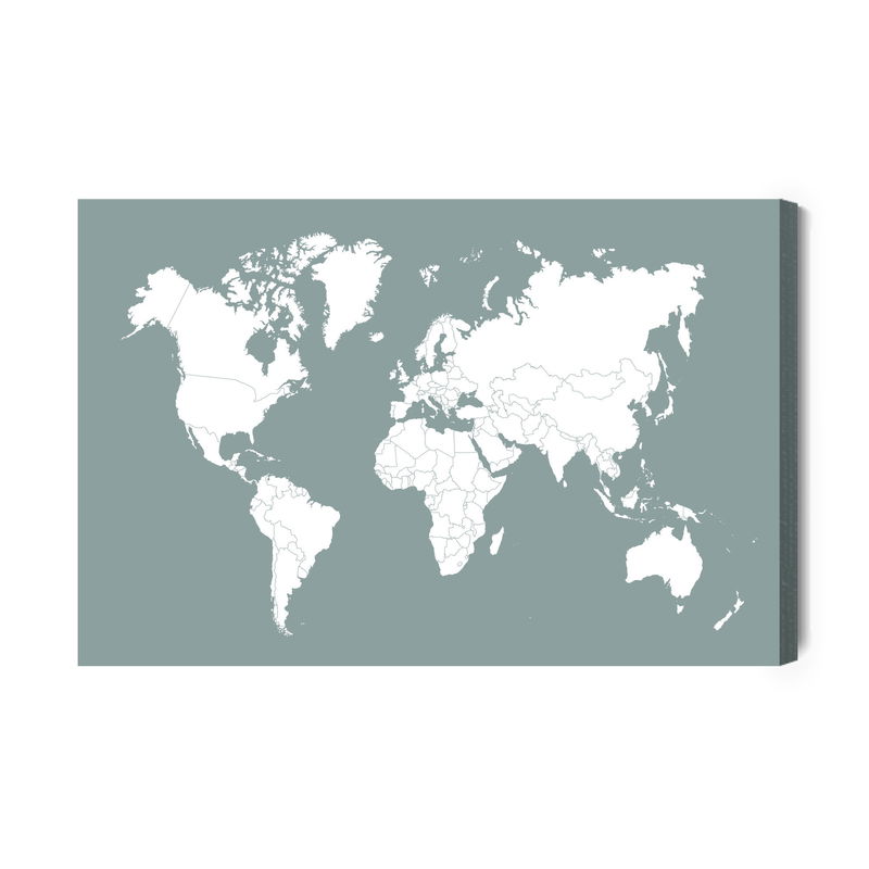 Ljuddämpande tavla - World map on a gray