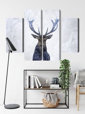 Ljuddämpande tavla - Deer in the winter 3d forest