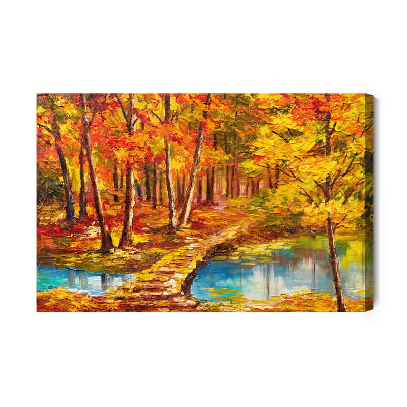 Ljuddämpande tavla - Footbridge in the autumn