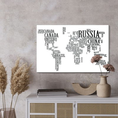 Ljuddämpande tavla - World map with black