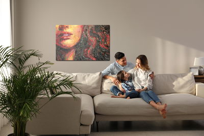 Ljuddämpande tavla - Woman's face in an abstract