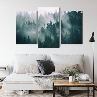 Ljuddämpande tavla - Fog in the green forest