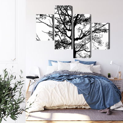 Ljuddämpande tavla - Black tree on a white