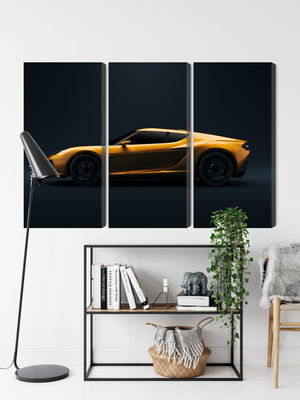 Ljuddämpande tavla - Yellow 3d sports car