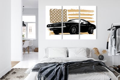 Ljuddämpande tavla - American muscle car with Usa