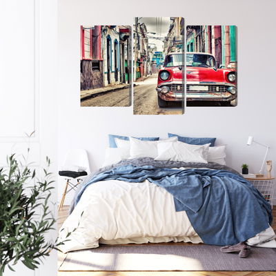 Ljuddämpande tavla - Red chevrolet car in retro