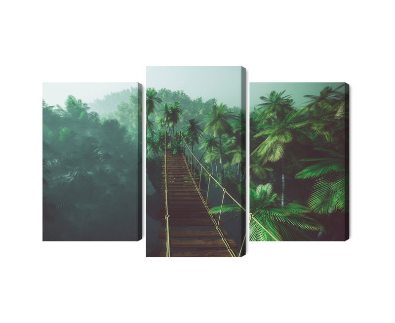 Ljuddämpande tavla - Rope bridge in the jungle 3d