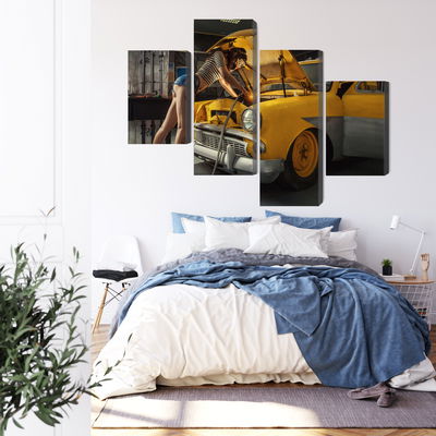 Ljuddämpande tavla - Sexy woman welded to a car