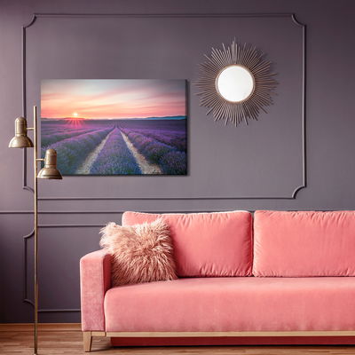 Ljuddämpande tavla - Lavender field at sunset