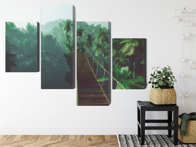 Ljuddämpande tavla - Rope bridge in the jungle 3d