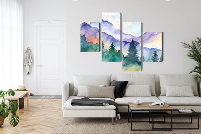 Ljuddämpande tavla - Painted mountain landscape