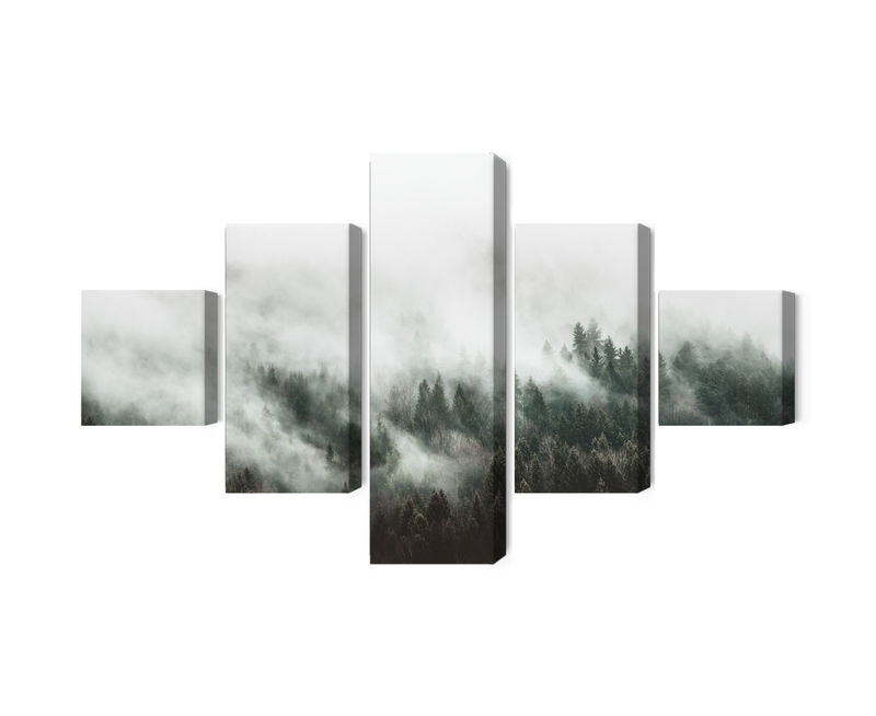 Ljuddämpande tavla - 3d misty forest landscape