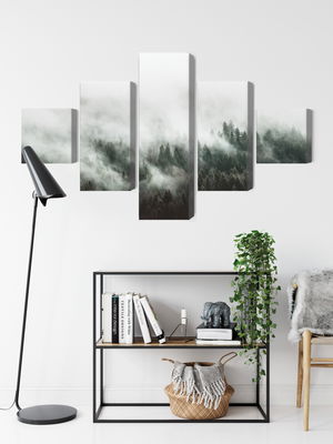 Ljuddämpande tavla - 3d misty forest landscape