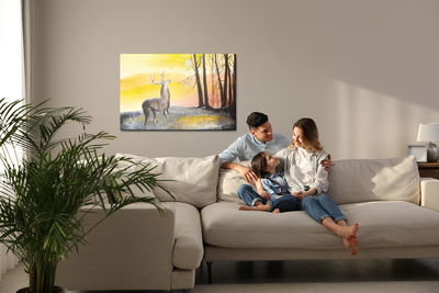 Ljuddämpande tavla - Landscape with a deer