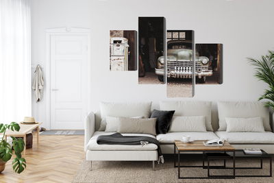 Ljuddämpande tavla - Old car in vintage style