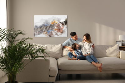 Ljuddämpande tavla - Abstract guitar in hands