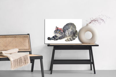 Ljuddämpande tavla - Stretching cat painted