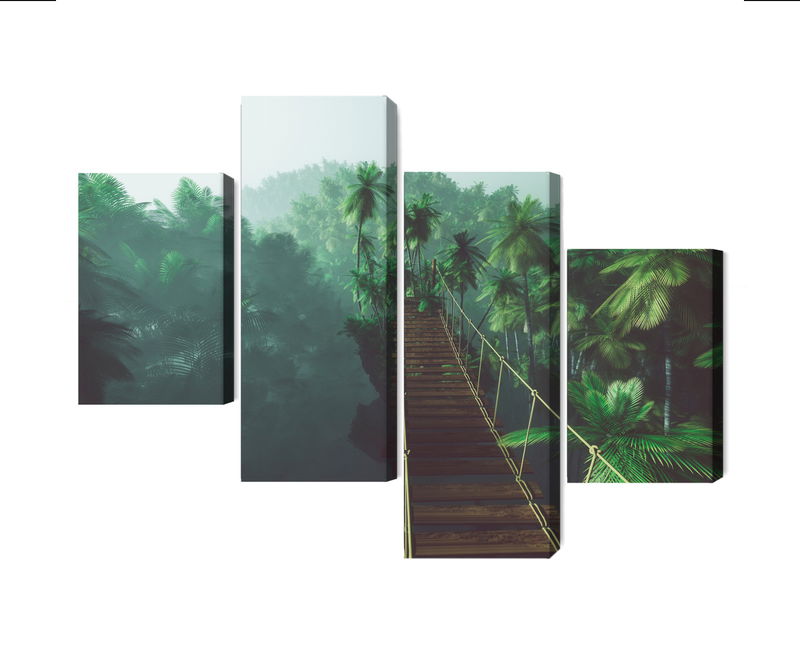 Ljuddämpande tavla - Rope bridge in the jungle 3d