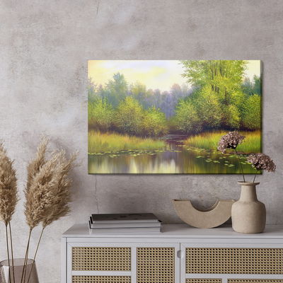 Ljuddämpande tavla - Spring landscape with a lake