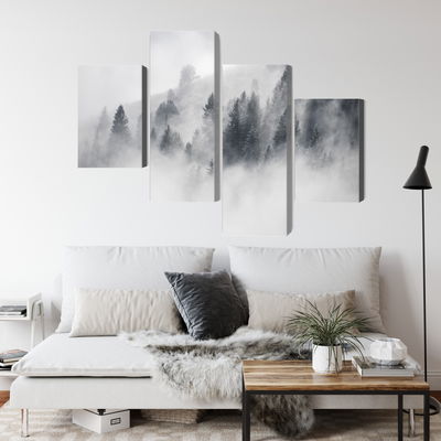 Ljuddämpande tavla - Forest covered with fog