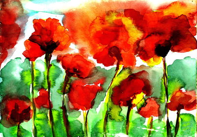 Ljuddämpande tavla - Poppies painted