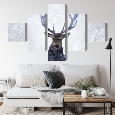 Ljuddämpande tavla - Deer in the winter 3d forest