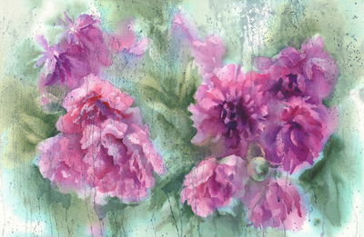 Ljuddämpande tavla - Peonies in watercolor