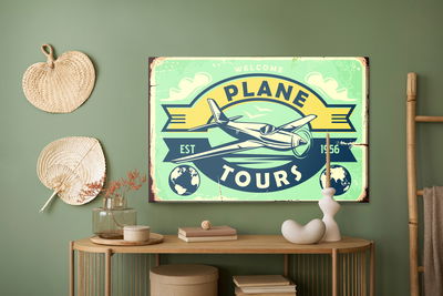 Ljuddämpande tavla - Plane and retro lettering