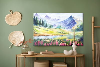 Ljuddämpande tavla - Watercolor painted mountain