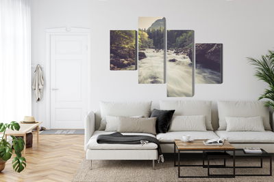 Ljuddämpande tavla - Mountain river in the forest