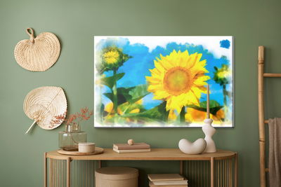 Ljuddämpande tavla - Sunflowers as if painted